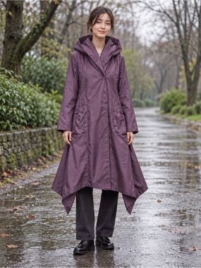 Jacques Ruc Hooded Lightweight Purple Trench Coat Size S